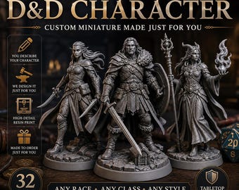 Custom DnD Miniature – Create Your Own Character – Tabletop RPG Mini – Pathfinder Mini – 32mm Resin