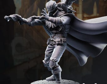 Human Male Gunslinger Ranger Miniature – Crow Companion Sharpshooter – DnD Miniatures – Pathfinder RPG – 32mm – DM Stash
