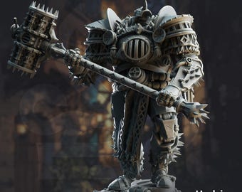 Soulforged Automaton Barbarian Fighter Miniature – Warforged Warrior The Wall – DnD Miniatures – Pathfinder RPG Mini – 32mm – DM Stash