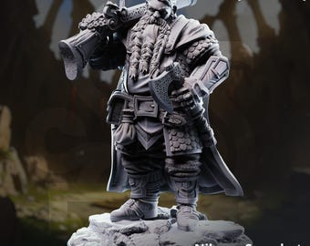 Dwarf Male Gunslinger Ranger Miniature – Veteran Hunter Sharpshooter – DnD Miniatures – Pathfinder RPG – 32mm – DM Stash