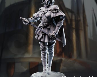 Vampire Duelist Miniature – Female Fighter Rogue Mini – Human Vampire Sword Fighter – DnD Miniatures – Pathfinder RPG – 32mm – DM Stash