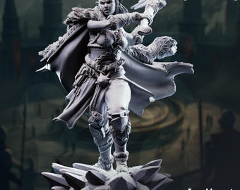 Goliath Female Barbarian Sorcerer Warlock Miniature – Ice Warrior with Axe – DnD Miniatures – Pathfinder RPG Mini – 32mm – DM Stash