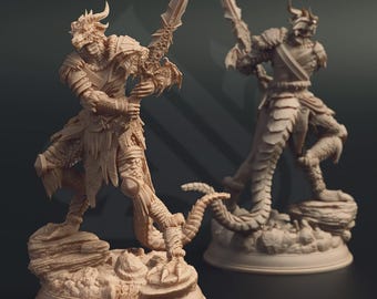 Dragonborn Paladin Miniature | Female Barbarian Warrior | Greatsword Fighter | DnD Player Character | TTRPG Tabletop Mini | DMStash