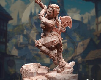 Dwarf Barbarian Fighter Paladin Female DND miniatures, Tabletop Minis, Pathfinder, Fantasy, DMStash