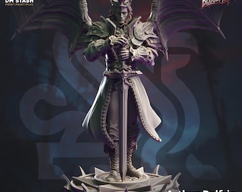 Human Vampire Fighter Miniature – Male Vampire Lord Villain – DnD Miniatures – Pathfinder RPG – 32mm – DM Stash