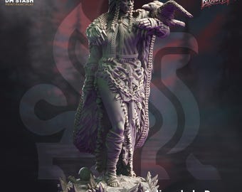 Elf Vampire Sorcerer Warlock Miniature – Female Dark Spellcaster Villain – DnD Miniatures – Pathfinder RPG – 32mm – DM Stash