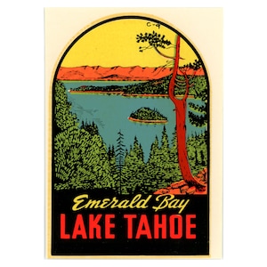 California Lake Tahoe Emerald Bay Lindgren-Turner Water Decal Vintage Sticker 1960s