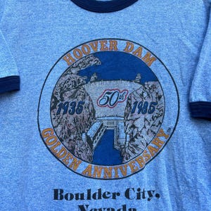 Camiseta Ringer vintage del 50.º aniversario de la presa Hoover de 1985