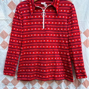 Vintage 70s Stars & Stripes Longsleeve - Red Eye YKK Zipper