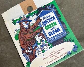Smokey The Bear Vintage 1960s kitschy Litter bag