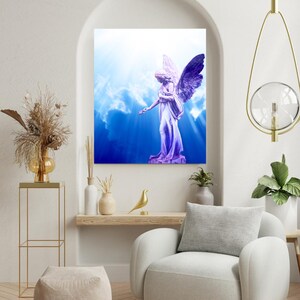 Ángel morado digital para pared, ángel espiritual imprimible, decoración celestial para sala de estar, descarga instantánea