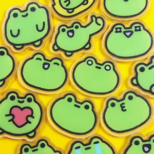 1.6 inches | Cute Frog Keychain, Kawaii Frog phone Charm, Frog Acrylic Key Ring, Animal Bag Charm, Froggy Accessory, Gift for Frog Lovers