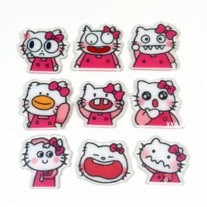 1.6 inches | Hello Kitty Funny Meme Keychain | Sanrio Acrylic Charm | unique Bag Charm | Kawaii Pink Cartoon Keyring Gift