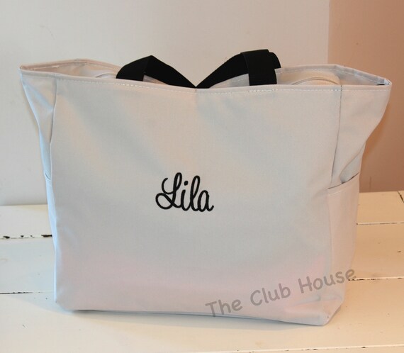 monogrammed tote bags with zipper