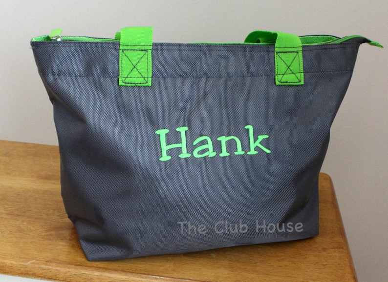 Personalized Daycare Bag 11.5h x 12.5w x 5.38d Monogrammed Diaper Bag Light Blue Tote Bag Zipper Closure