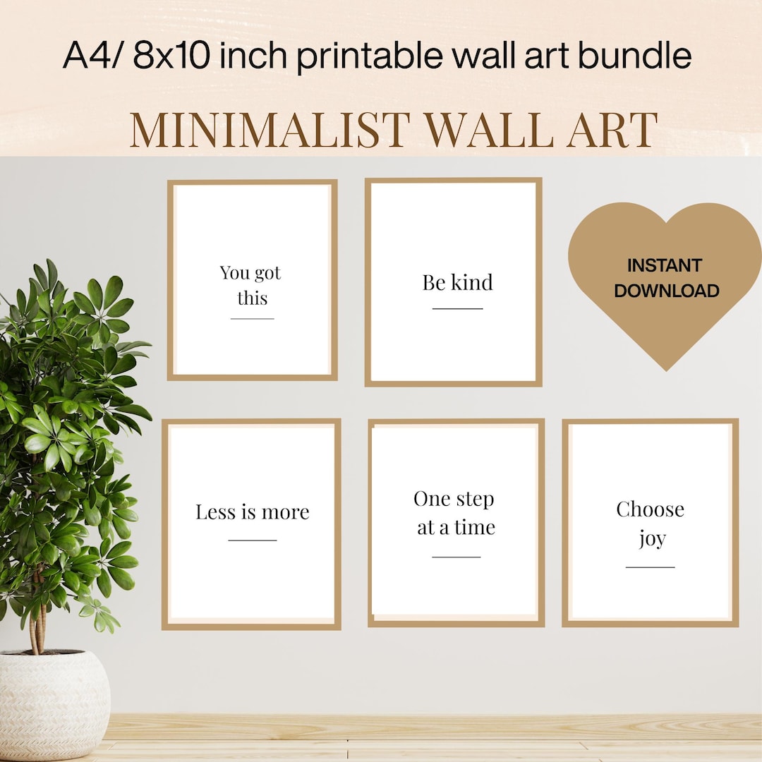 5 Minimalist Printable Wall Art | A4 & 8x10 | Motivational Quote Prints ...