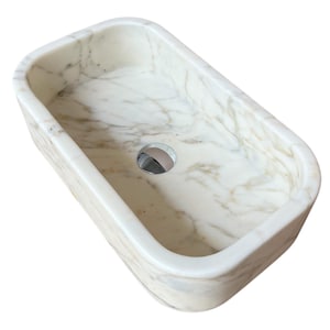 Ready To Ship!Calacatta Gold Marble Sink, Custom Order Stone Sink, Small Marble Sink, Wall Mounted Sink, Powder Room Sink, Marble Sink Basin