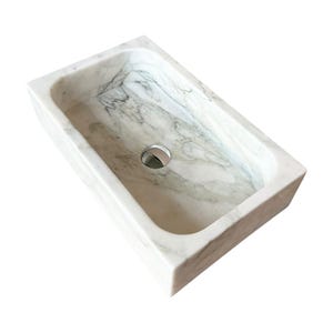 Ready To Ship! Calacatta Viola Monet Marble Sink, Custom Stone Sink, Small Marble Sink, Wall Mounted Sink, Powder Room Sink, Marble Basin