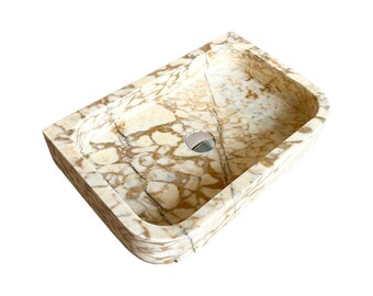 Calacatta Gold Marble Vessel Sink: Custom Stone Bathroom Sink, 20"