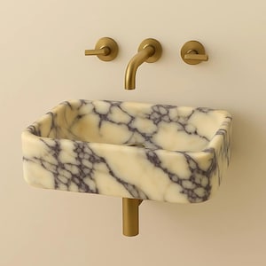 Calacatta Viola Marble Vessel Sink: Polished Stone Bathroom Basin
