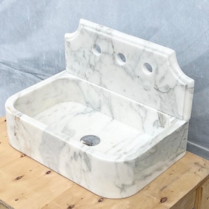 Calacatta Viola Monet Marble Sink, Custom Stone Sink, Small Marble Sink, Wall Mounted Sink, Powder Room Sink, Marble Basin