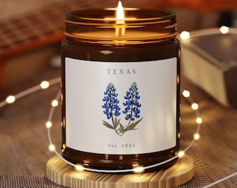Texas Bluebonnet Soy Candle • Texas Gift for Her • Southern Home Decor • Bluebonnet Floral Jar Candle • Texas Pride Gift