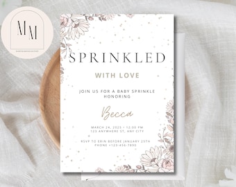 Sprinkled With Love | Baby Sprinkle Shower | Editable Invitation Template | Baby Shower | Digital & Printable Baby Shower Download | Invite