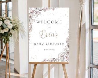 Baby Shower Welcome Sign 18x24 Printable | Baby Sprinkle Sign | Gender Neutral Welcome Sign | Editable Canva Template | Instant Download