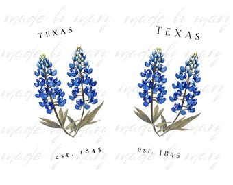 Texas Bluebonnet Wall Art Printable • Spring Wildflower Digital Download • Southern Floral Art Print for Home Decor (PNG Set)