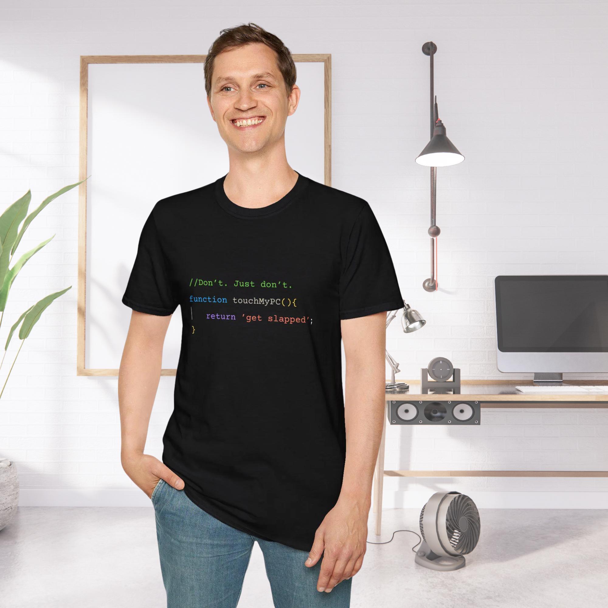 Funny Javascript T-shirt • “touch My PC” Coding Humor Tee • Programmer ...