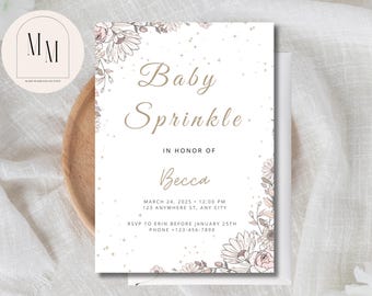 Baby Sprinkle Invitation Template • Sparkle Theme Invite • Editable Canva Baby Shower Digital Download (5x7 + Phone Size)