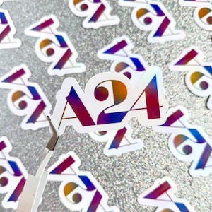 Adesivo olografico arcobaleno A24 // adesivi in vinile per appassionati di cinema e amanti dei film