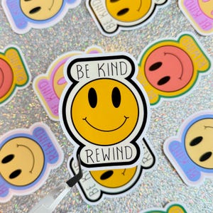 Nostalgic VHS Be Kind Rewind Matte Sticker // vinyl stickers for film nerd & movie lovers