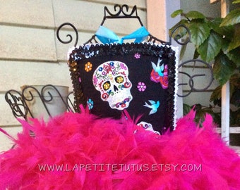 Day of the dead girls fun pageant feather dress