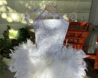 White glitter crystal girls christening baptism feather pageant dress, girls dress, toddler dress, pageant dress, outfit of choice