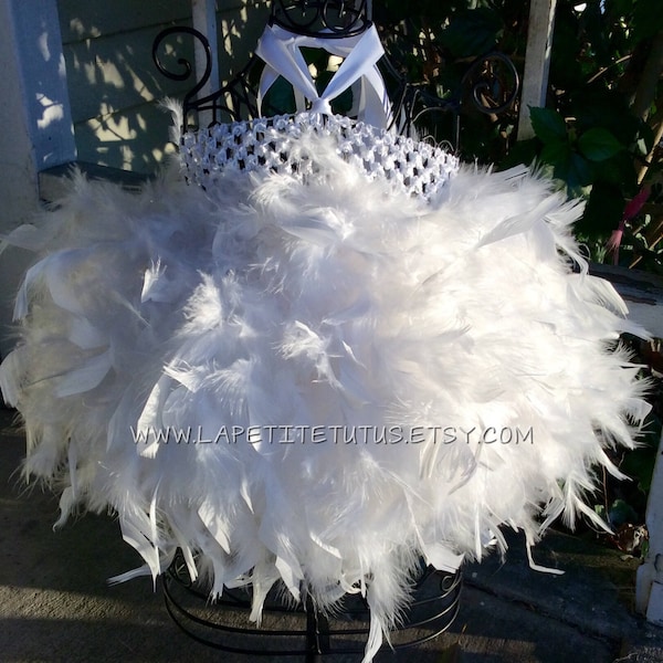 White feather chicken body halloween costume girls toddler feather tutu dress