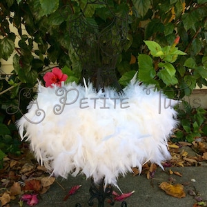 Girls white christening baptism feather tutu, girls tutu, toddler tutu, feather tutu, custom color, costume accessory, halloween tutu