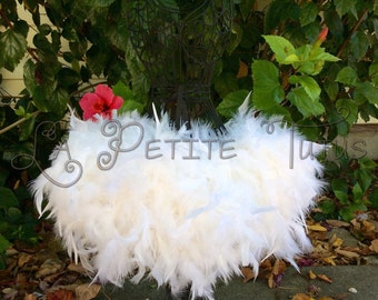 Girls white christening baptism feather tutu, girls tutu, toddler tutu, feather tutu, custom color, costume accessory, halloween tutu