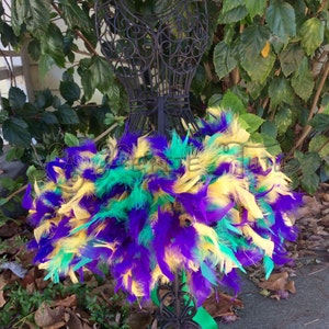 Girls Mardi Gras feather tutu, girls tutu, toddler tutu, feather tutu, custom color, costume accessory, Mardi Gras tutu, custom tutu image 1