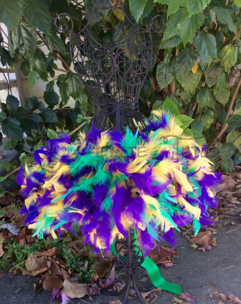 Girls Mardi Gras feather tutu, girls tutu, toddler tutu, feather tutu, custom color, costume accessory, Mardi Gras tutu, custom tutu image 1