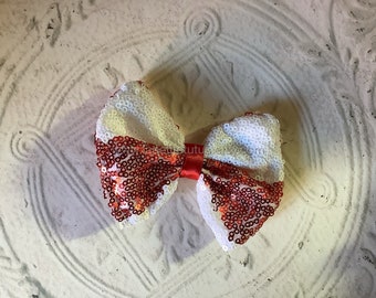 Girls patriotic striped sequin hairbow