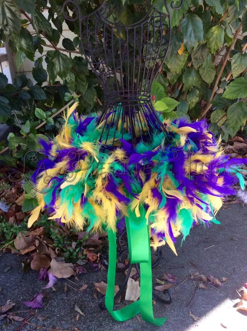 Girls Mardi Gras feather tutu, girls tutu, toddler tutu, feather tutu, custom color, costume accessory, Mardi Gras tutu, custom tutu image 2