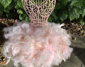 Hand dyed custom girls pink with gold tinsel feather tutu, girls tutu, toddler tutu, feather tutu, custom color, costume accessory