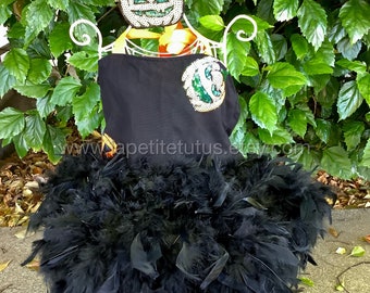 Sequin pumpkin girls halloween feather pageant dress