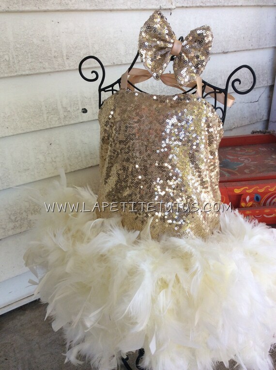 slim fit dress slacks BRIANNA Embellished Feather Mini Dress In Gold and Black Ombre main image 1