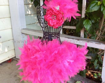 Fuschia girls feather tutu with matching headband set, girls tutu, toddler tutu, feather tutu, custom color, costume accessory, tutu set