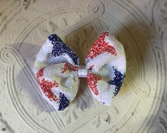 Girls sequin patriotic theme hairbow