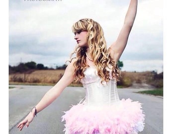 Teen women’s pink feather adult tutu, adult feather tutu, women's feather tutu, teen feather tutu, costume accessory