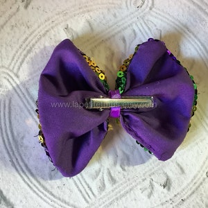 Girls Mardi Gras sequin hairbow image 3