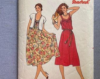 Butterick 6523- Summer Sundress with Crop Jacket - Size 8  Bust 31.5 inches - Knee Length - Wear it Loose or Belted - Strap Sundress